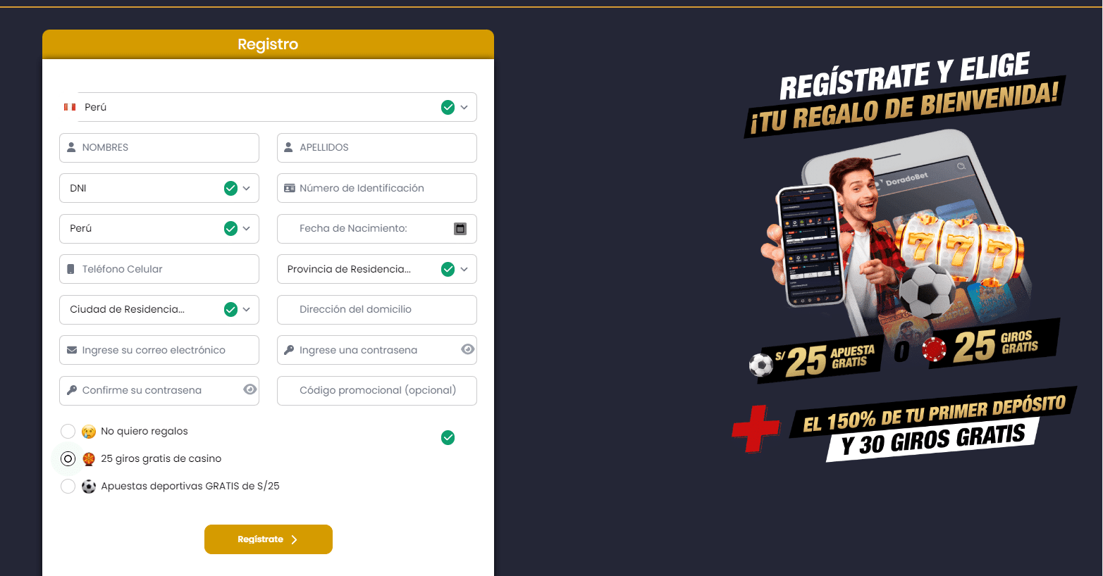 doradobet registrarse